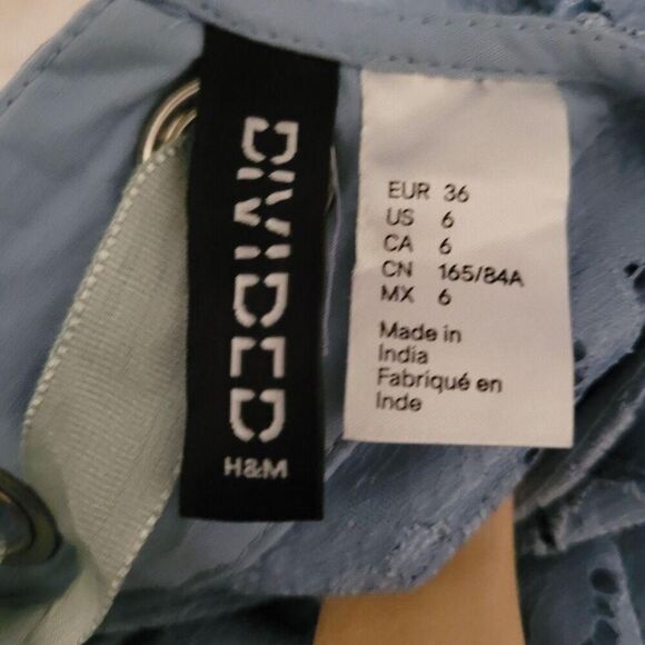 H&M Divided Womens Blue Cropped Crochet Lace Top Size 6 Coquette Fairy Boho New - Picture 8 of 8